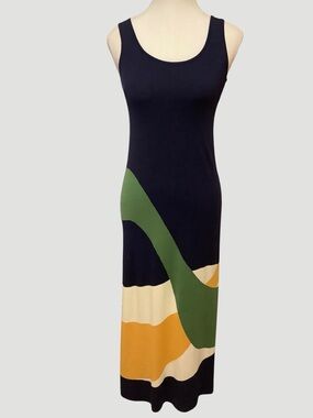 Ragwear Colourblock Maxi Dress NWT Size S Sleeveless Navy/ Green Casual